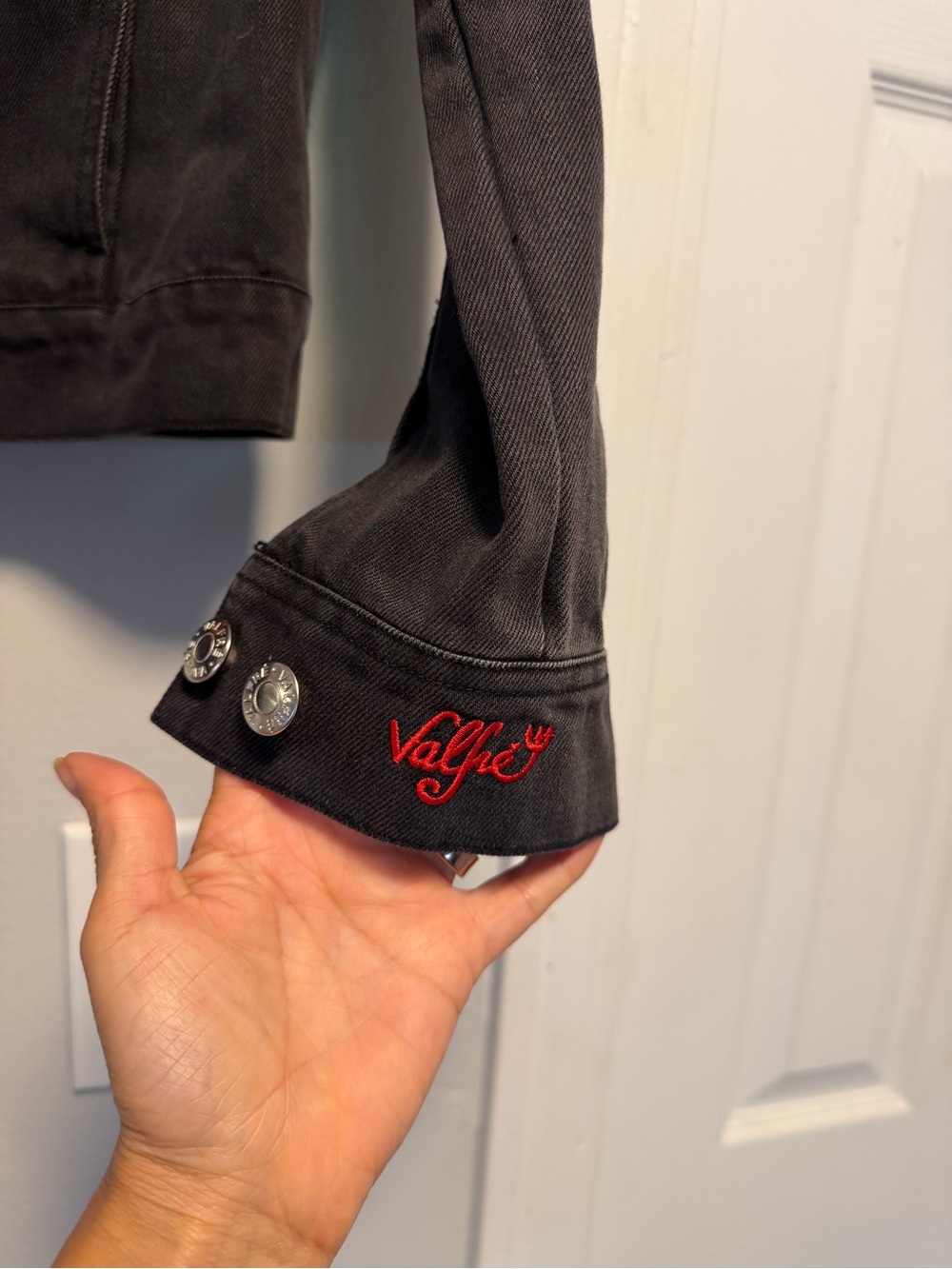 Valfré La Diabla Black Denim Embroidered Jacket women’s size M - Picture 5 of 7